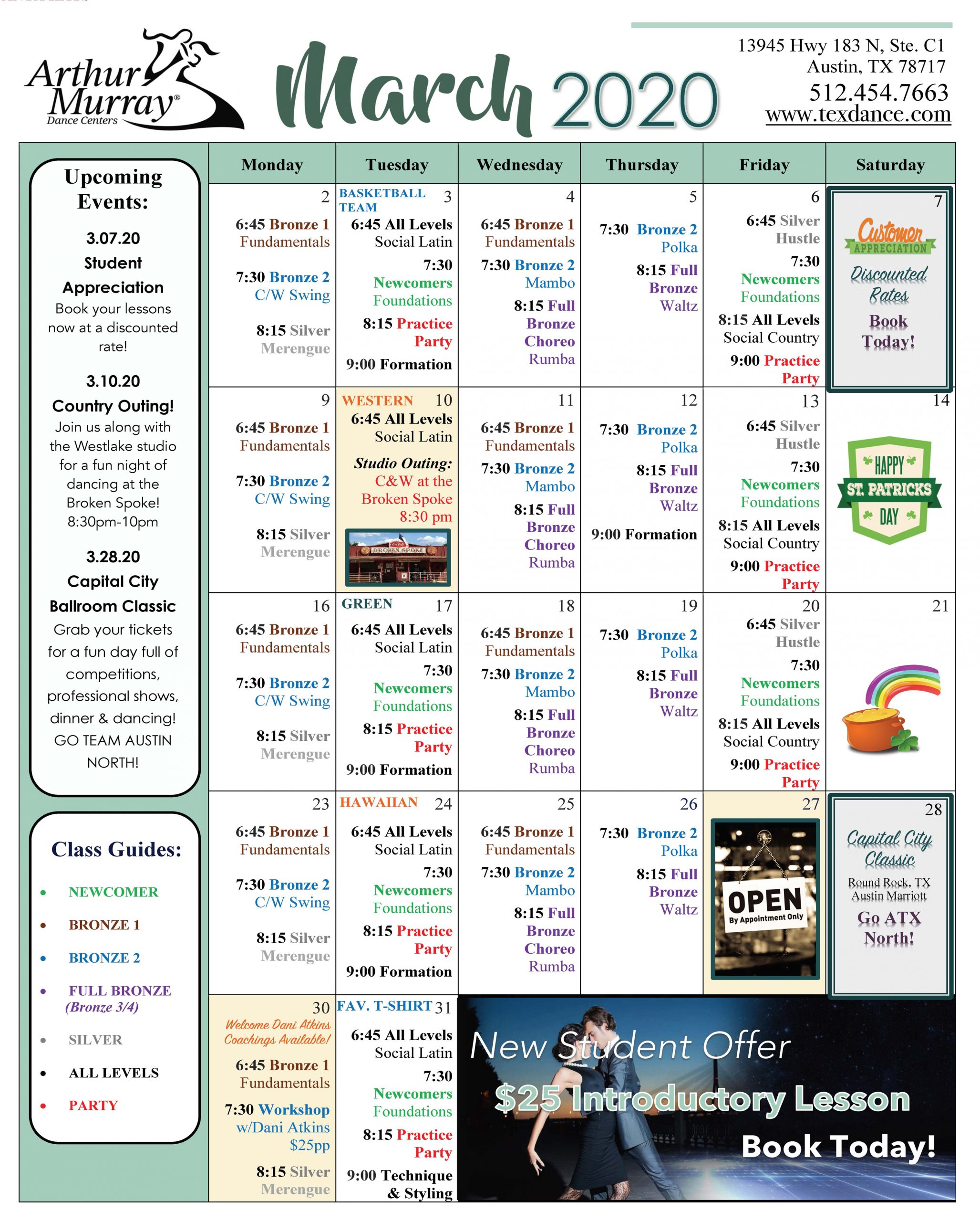 Event Calendar Arthur Murray Austin